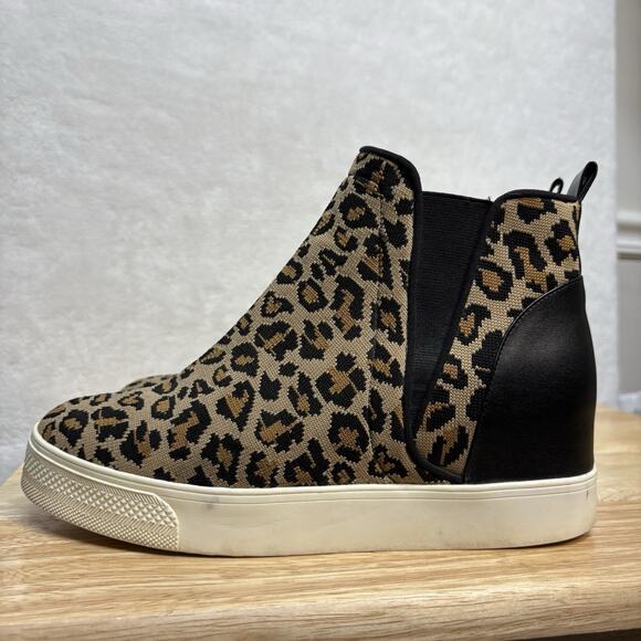 Steve Madden Ditta Leopard Cheetah Slip On High Top Platform Sneakers Size 9 - Picture 3 of 13